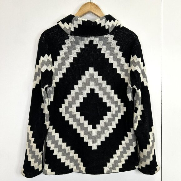 Chaps Ralph Lauren Cardigan Sweater Womens Size Medium Aztec Southwestern FLAW - Picture 2 of 5